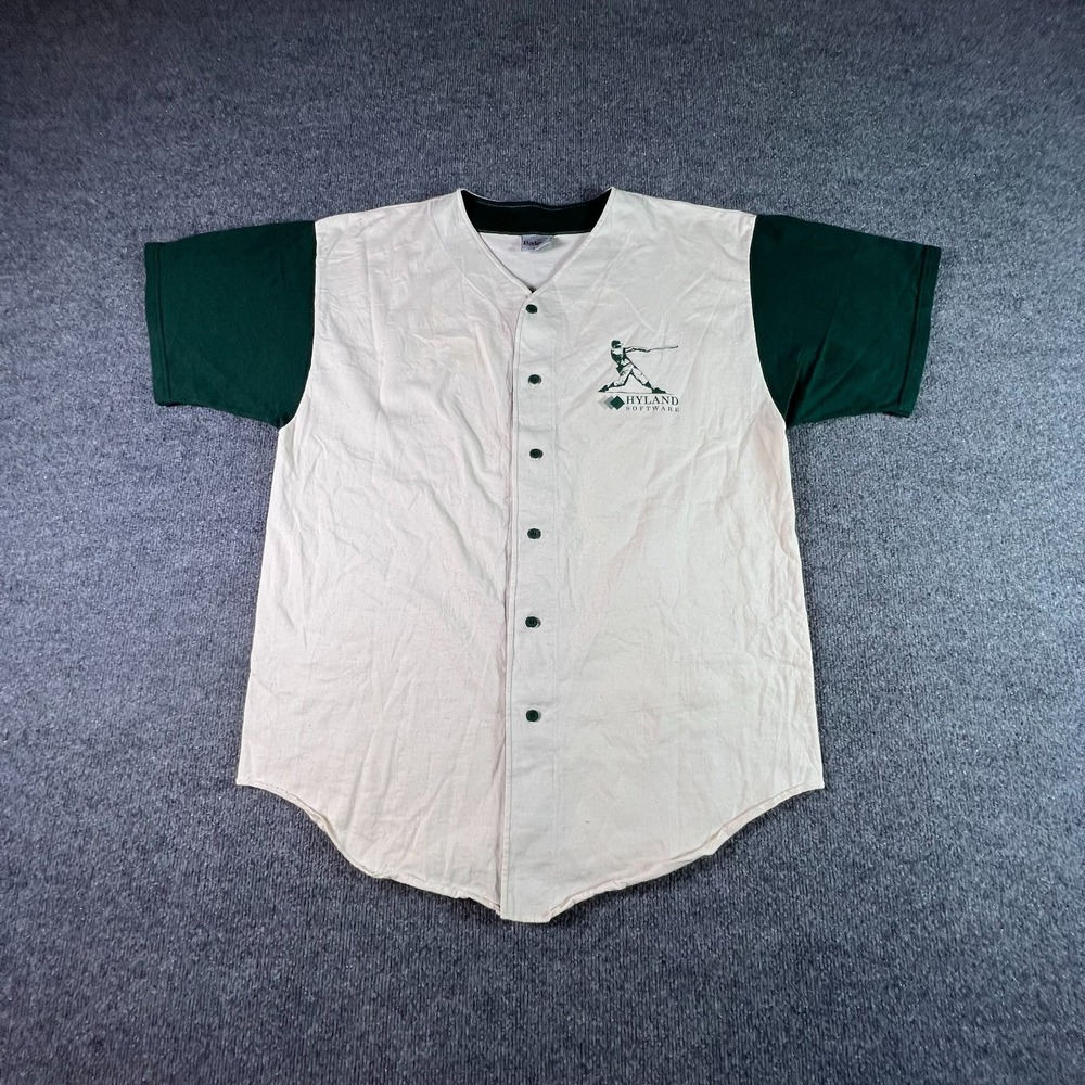 Badger Sportswear Baseball Jersey Mens XL Ivory Green Hyland Software Pellizzi 1